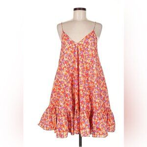 Caroline Constas Kids Floral Dress in Orange and Purple